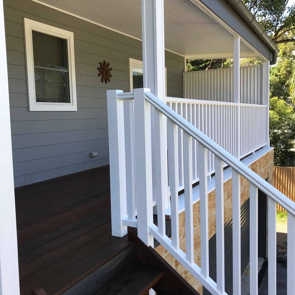 Painted white fence balustrade at a Sydney property
