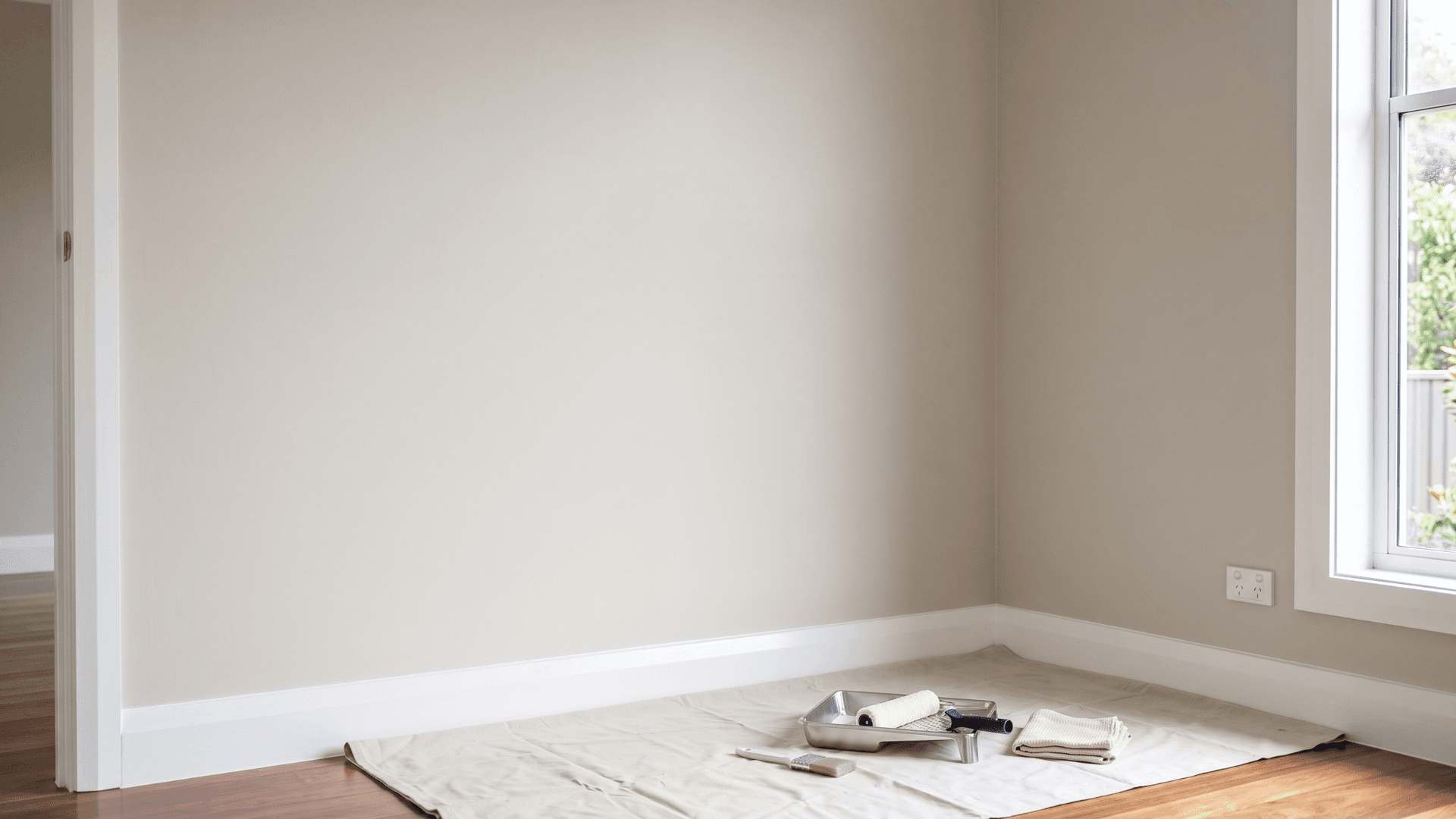 Rendered interior feature wall painted in a neutral colour